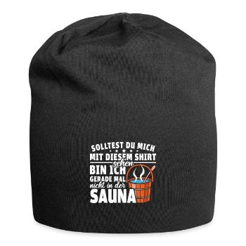 Sauna Schwitz Aufguss Saunakilt Bademantel - Jersey-Beanie - Schwarz - Vorne