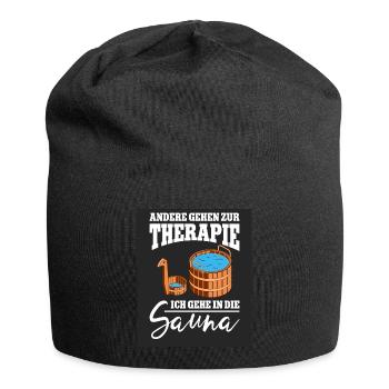 Sauna Schwitz Aufguss Saunakilt Bademantel - Jersey-Beanie - Schwarz - Vorne
