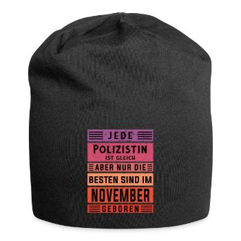 Kommissarin Geburtstag November geboren Polizistin - Jersey-Beanie - Schwarz - Vorne