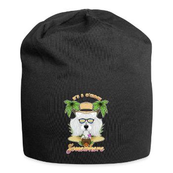 It Is 5 OClock Somewhere Drinking Poodle - Jersey Beanie - black - Front