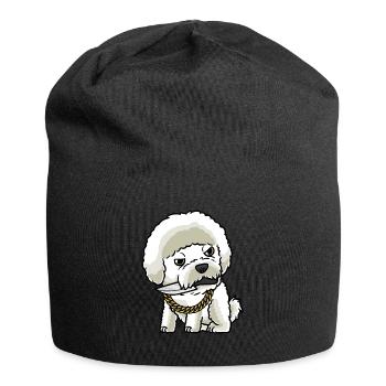 Bichon Frisé Dog Curly Bichon With Knife - Jersey Beanie - black - Front