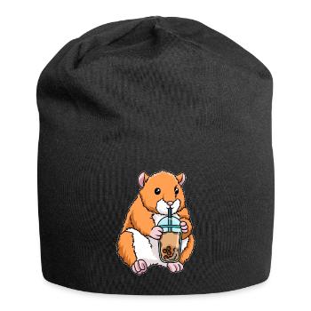 Kawaii Bubble Tea Hamster - Jersey-Beanie - Schwarz - Vorne