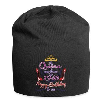 Eine Königin wurde 1948 geboren - 74 Jahre alter Geburtstag - Jersey-Beanie - Schwarz - Vorne