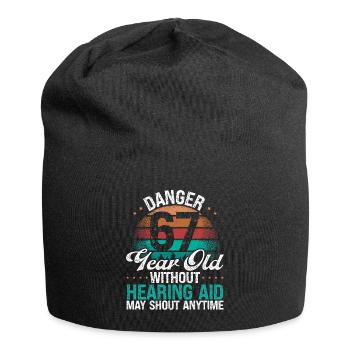 67 Birthday Idea Humor May Shout Funny 67 Year Old - Jersey-Beanie - Schwarz - Vorne