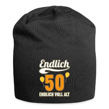 Endlich 50 Jahre endlich voll alt 50 Geburtstag - Jersey-Beanie - Schwarz - Vorne