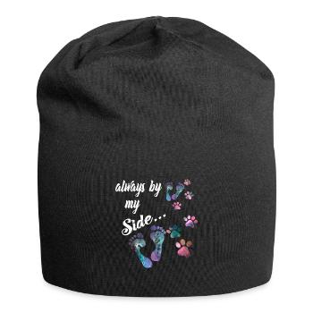 Toujours à mes côtés Pattes de chien - dictons de chien - Bonnet en jersey - noir - Devant