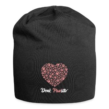 Denk Positiv ( Pawsitiv ) Hundeherz- Hunde Sprüche - Jersey-Beanie - Schwarz - Vorne