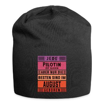 Flugzeug Geburtstag August geboren Pilotin - Jersey-Beanie - Schwarz - Vorne