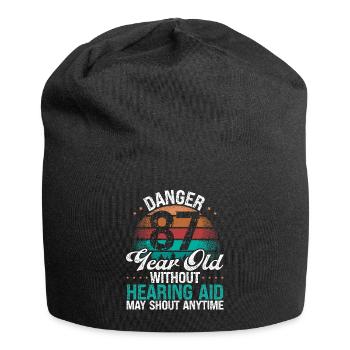 87 Birthday Idea Humor May Shout Funny 87 Year Old - Jersey Beanie - black - Front