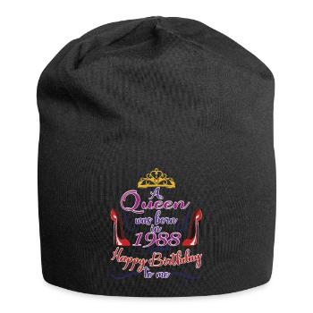 A Queen Was Born In 1988 - 34 Years Old Birthday - Jersey Beanie - black - Front