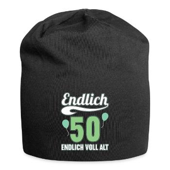 Endlich 50 Jahre endlich voll alt 50 Geburtstag - Jersey-Beanie - Schwarz - Vorne