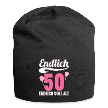 Endlich 50 Jahre endlich voll alt 50 Geburtstag - Jersey-Beanie - Schwarz - Vorne