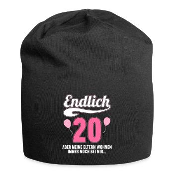 Endlich 20 aber Eltern leben bei mir 20 Geburtstag - Jersey-Beanie - Schwarz - Vorne