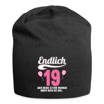 Endlich 19 aber Eltern leben bei mir 19 Geburtstag - Jersey-Beanie - Schwarz - Vorne