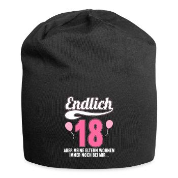 Endlich 18 aber Eltern leben bei mir 18 Geburtstag - Jersey-Beanie - Schwarz - Vorne