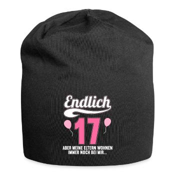 Endlich 17 aber Eltern leben bei mir 17 Geburtstag - Jersey-Beanie - Schwarz - Vorne