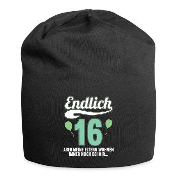 Endlich 16 aber Eltern leben bei mir 16 Geburtstag - Jersey-Beanie - Schwarz - Vorne