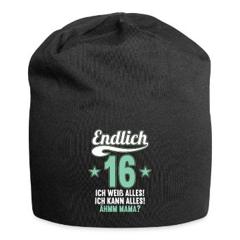16 Jahre ich weiß kann alles Äh mama 16 Geburtstag - Jersey-Beanie - Schwarz - Vorne