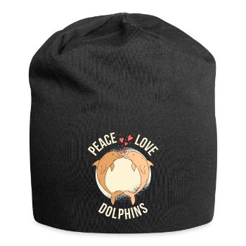 Peace Love Dolphins Delphin Geschenk - Jersey-Beanie - Schwarz - Vorne