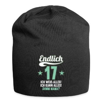 17 Jahre ich weiß kann alles Äh mama 17 Geburtstag - Jersey-Beanie - Schwarz - Vorne