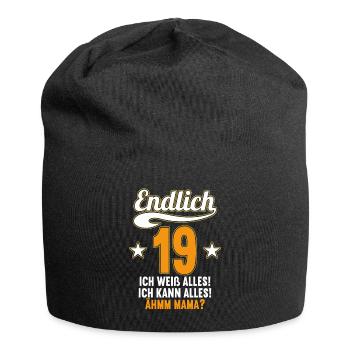 19 Jahre ich weiß kann alles Äh mama 19 Geburtstag - Jersey-Beanie - Schwarz - Vorne