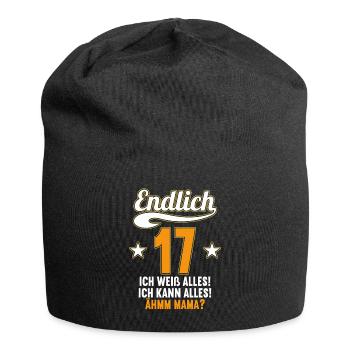 17 Jahre ich weiß kann alles Äh mama 17 Geburtstag - Jersey-Beanie - Schwarz - Vorne