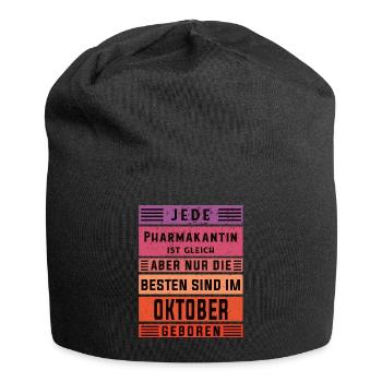 Pharmazeut Geburtstag Oktober geboren Pharmakantin - Jersey-Beanie - Schwarz - Vorne
