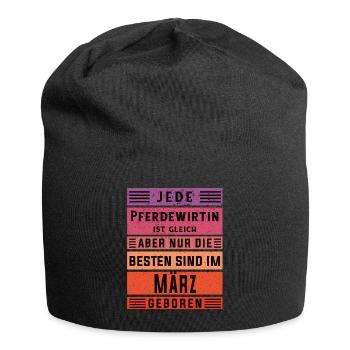 Pferde Geburtstag März geboren Pferdewirtin - Jersey-Beanie - Schwarz - Vorne