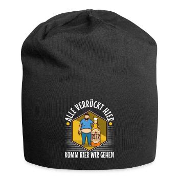 Alle verrückt hier komm Bier wir gehen - Jersey-Beanie - Schwarz - Vorne