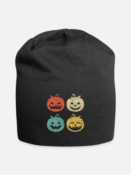 Vintage Kürbis Jack O Lantern Kostüm Halloween - Jersey-Beanie - Schwarz