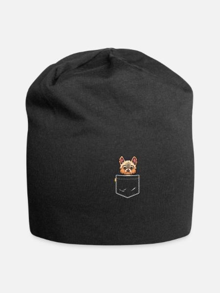 Yorkie In Pocket Lustiger Yorkshire Terrier Kawaii - Jersey-Beanie - Schwarz