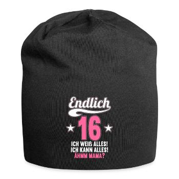 16 Jahre ich weiß kann alles Äh mama 16 Geburtstag - Jersey-Beanie - Schwarz - Vorne