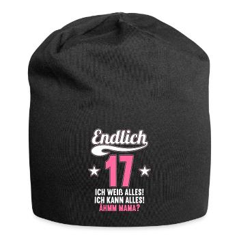 17 Jahre ich weiß kann alles Äh mama 17 Geburtstag - Jersey-Beanie - Schwarz - Vorne