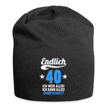 Endlich 40 weiß kann alles Äh Schatz 40 Geburtstag - Jersey-Beanie - Schwarz - Vorne