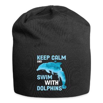Restez calme et nagez avec les dauphins Dauphin Cadeau - Bonnet en jersey - noir - Devant