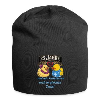 25 Jahrestag Geschenk Silberhochzeit 25 Jahrestag - Jersey-Beanie - Schwarz - Vorne