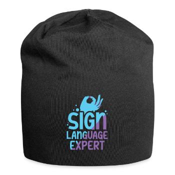 Gebärdensprache Experte Awareness Gestik Gebärden - Jersey-Beanie - Schwarz - Vorne