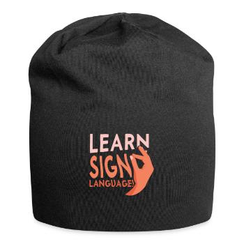 Sign Language Learning Sign Awareness Gestures - Jersey Beanie - black - Front