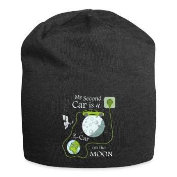 E-car on the moon - Jersey Beanie - charcoal grey - Front