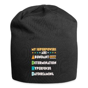 Meine Superkräfte sind ADHS Anders denken - Jersey-Beanie - Schwarz - Vorne