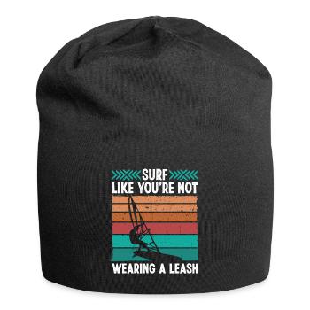 Windsurfing Vintage Wearing Leash Retro Windsurfer - Jersey-Beanie - Schwarz - Vorne