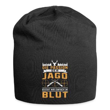 Jäger Passion der Jagd steckt mir einfach im Blut - Jersey-Beanie - Schwarz - Vorne