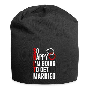 Frisch verheiratet Braut und Bräutigam Hochzeit - Jersey-Beanie - Schwarz - Vorne