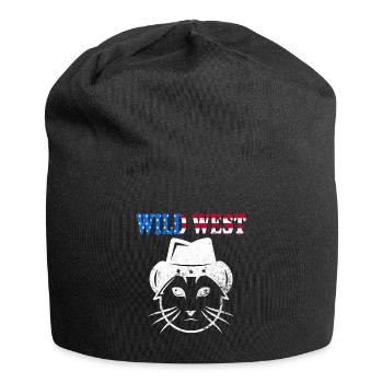 Wild West Cowboy Western Texas Rodeo Meow - Jersey Beanie - black - Front