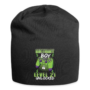 Gamer Boy Video Game Lover Age 21 Unlocked - Jersey-Beanie - Schwarz - Vorne