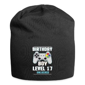 Gamer Boy Video Game Lover Age 17 Level Unlocked - Jersey Beanie - black - Front