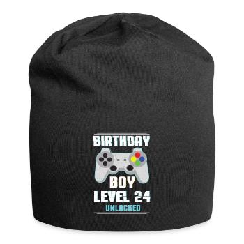Gamer Boy Video Game Lover Age 24 Level Unlocked - Jersey Beanie - black - Front