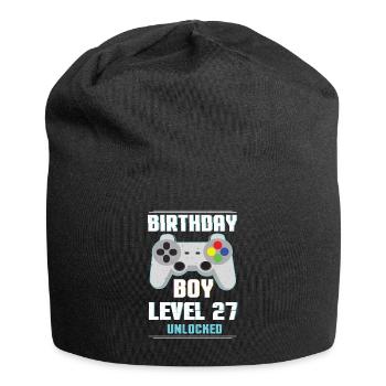 Gamer Boy Video Game Lover Age 27 Level Unlocked - Jersey Beanie - black - Front