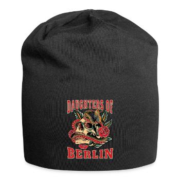 Berlin Power-Frau daughters of Berlin Retro Blumen - Jersey-Beanie - Schwarz - Vorne
