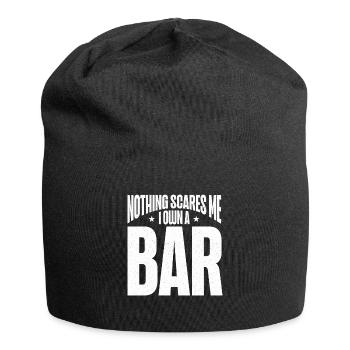 Nothing Scares Me I Own A Bar Funny Bar Owner - Jersey Beanie - black - Front